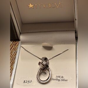 Macy's Bridge Diamond & 14K Rose Gold and Sterling Silver Swirl Pendant Necklace